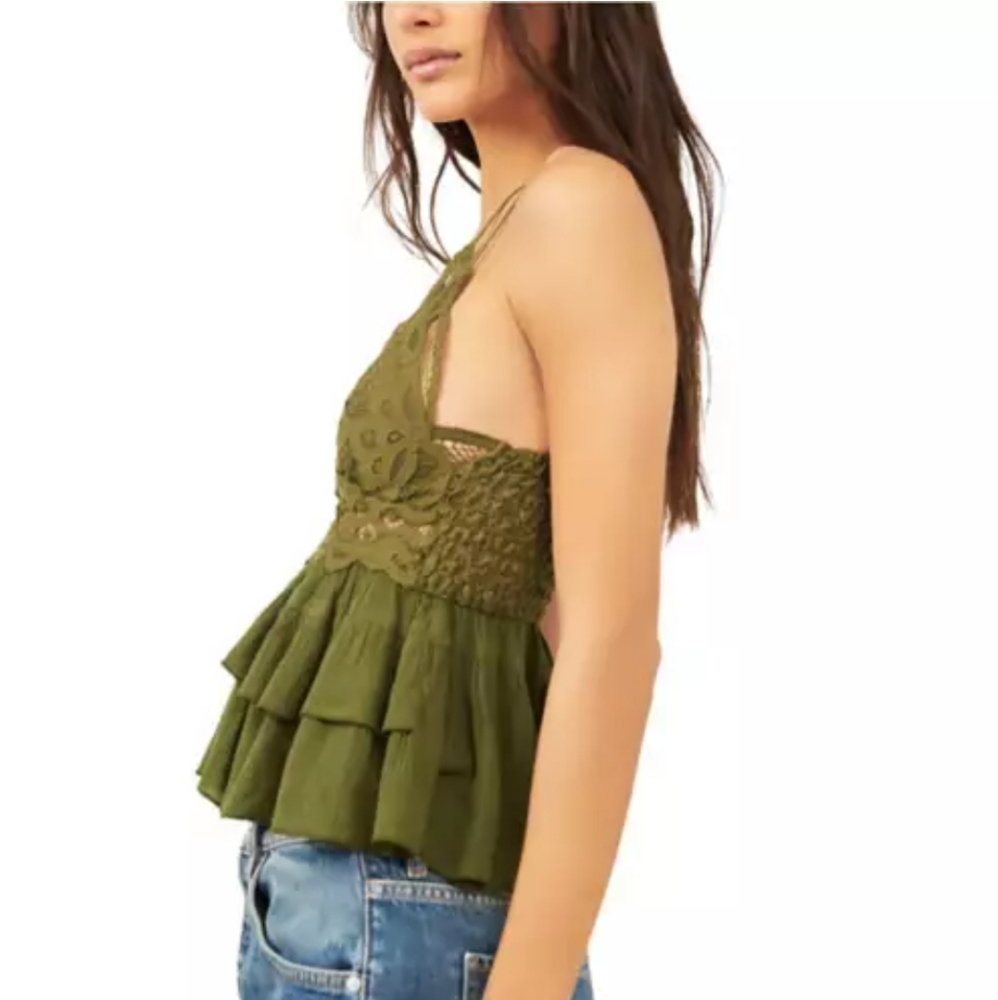 Free People Intimately Adella Cami Olive Sparrow S Nwt - Picture 4 of 6